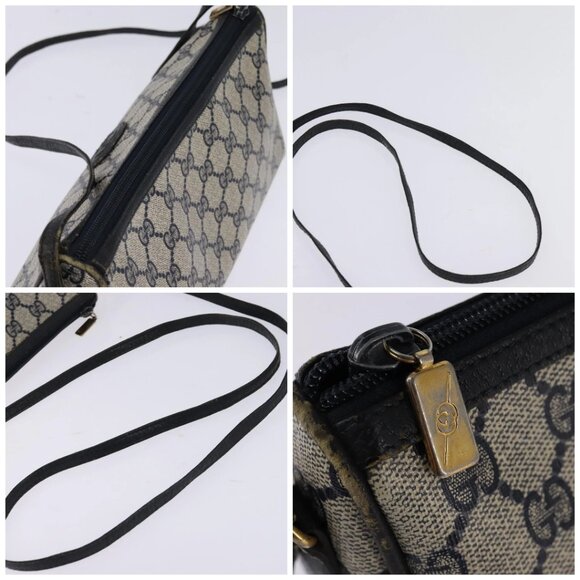 GUCCI GG Supreme Shoulder Bag PVC Navy Gold Auth 148266 - Picture 16 of 16